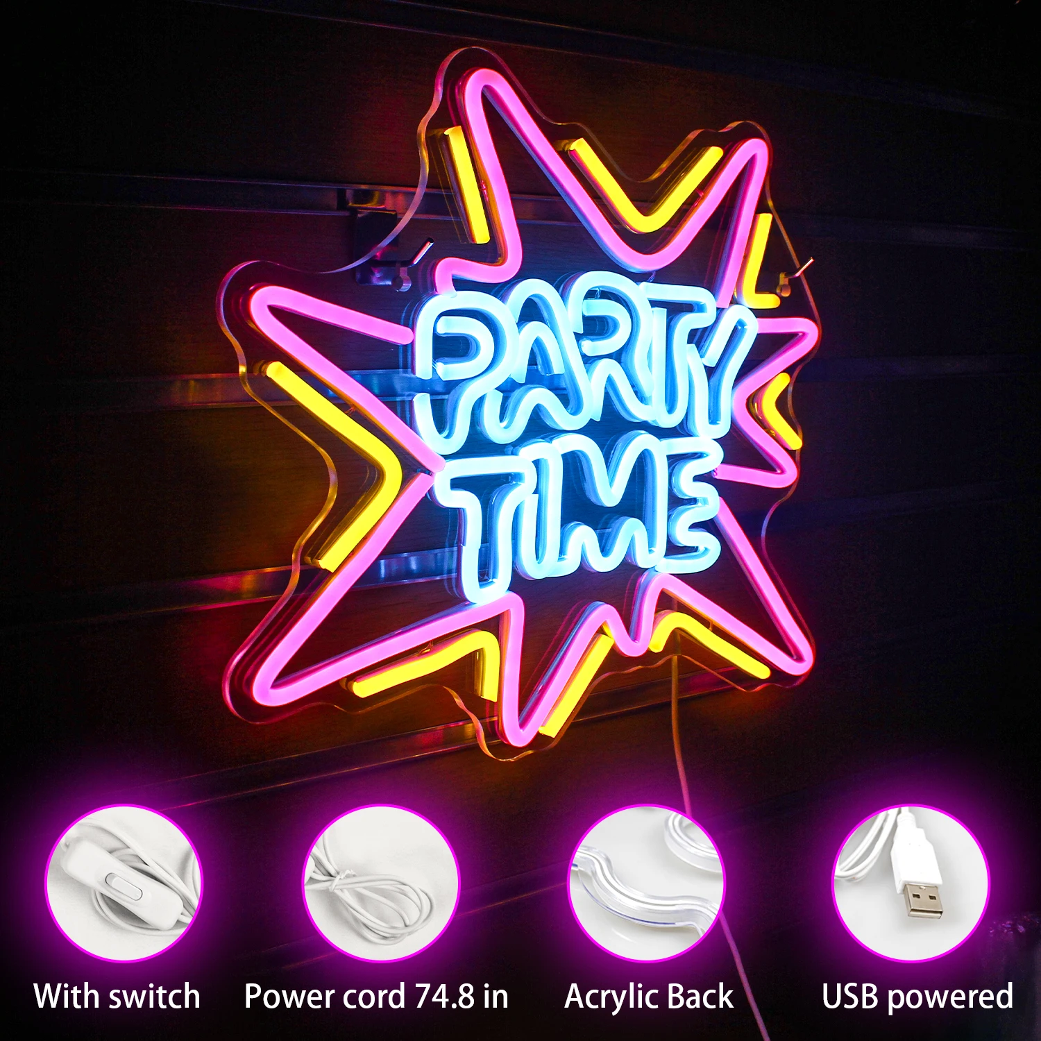 LED Colorido Neon Light Up Sign, Wall Decor, Alimentado por USB, Aniversário, Casamento, Festa