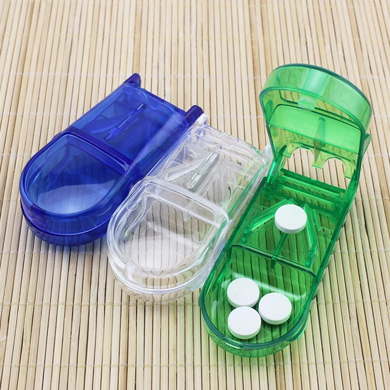 Medicine Box Pill Caplets Medicine Dose Tablet Cutter Splitter Divide Compartment Storage Box Portable Home Medicine Case Boxes