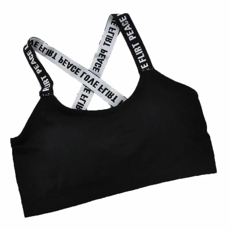 Women's Sports Bra Push Up Fitness Bra Yoga Bra Sport Underwear Running Gym Fitness Tops Black White Letters Seamless Underwear