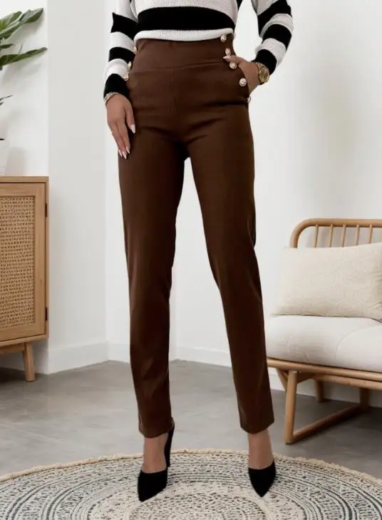 

2025 Autumn and Winter New Women's High Waisted Slim Fit Casual Slimming Pants with Lifted Buttocks and Long Pants