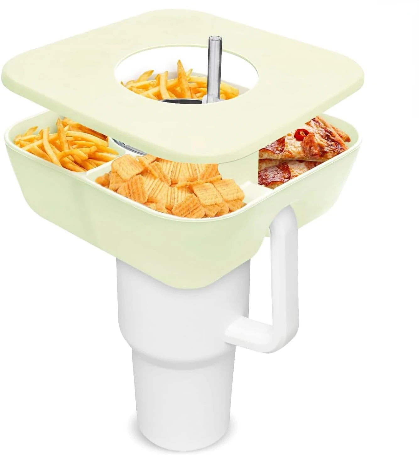 Snack Bowl for Stanley Cup,Reusable  Tray for Tumbler Snack Snack Tray for Candy,Appetizer,Nuts,Popcorn,Cup Holder for Outdoor