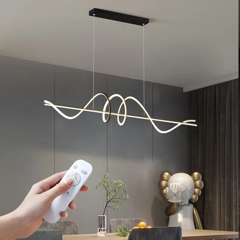 

Modern Minimalist LED Pendant Lights Home Decor Dining Living Room Office Bar Table Ceiling Chandelier Linear Wavy Hanging Lamps