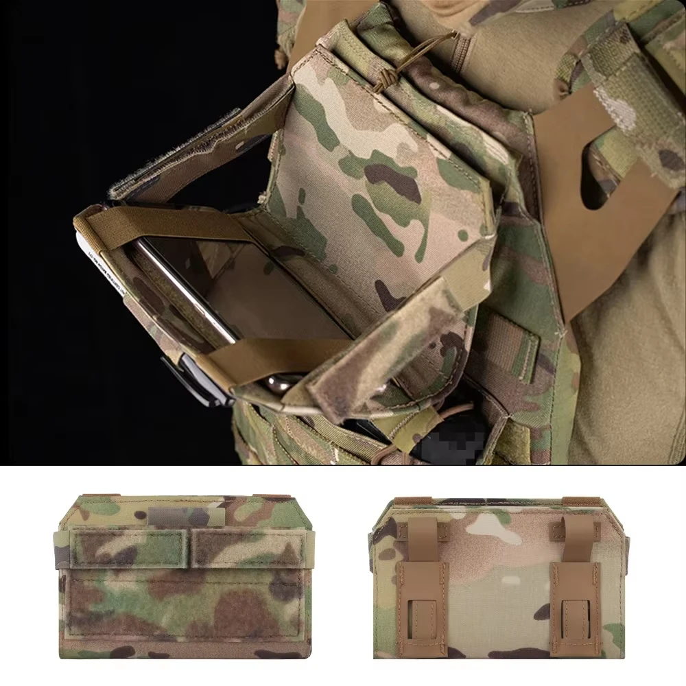 Tactical MOLLE Phone Pouch for Vest, Front Panel Smartphone Holder and Map Case for Outdoor Hiking, Hunting and Navigation