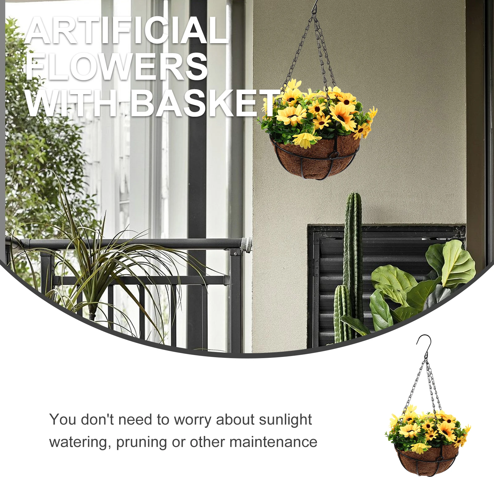 

Convenient For Gardening Coconut Fiber Flower Basket Indoor Outdoor Home Hanging Flowerpot