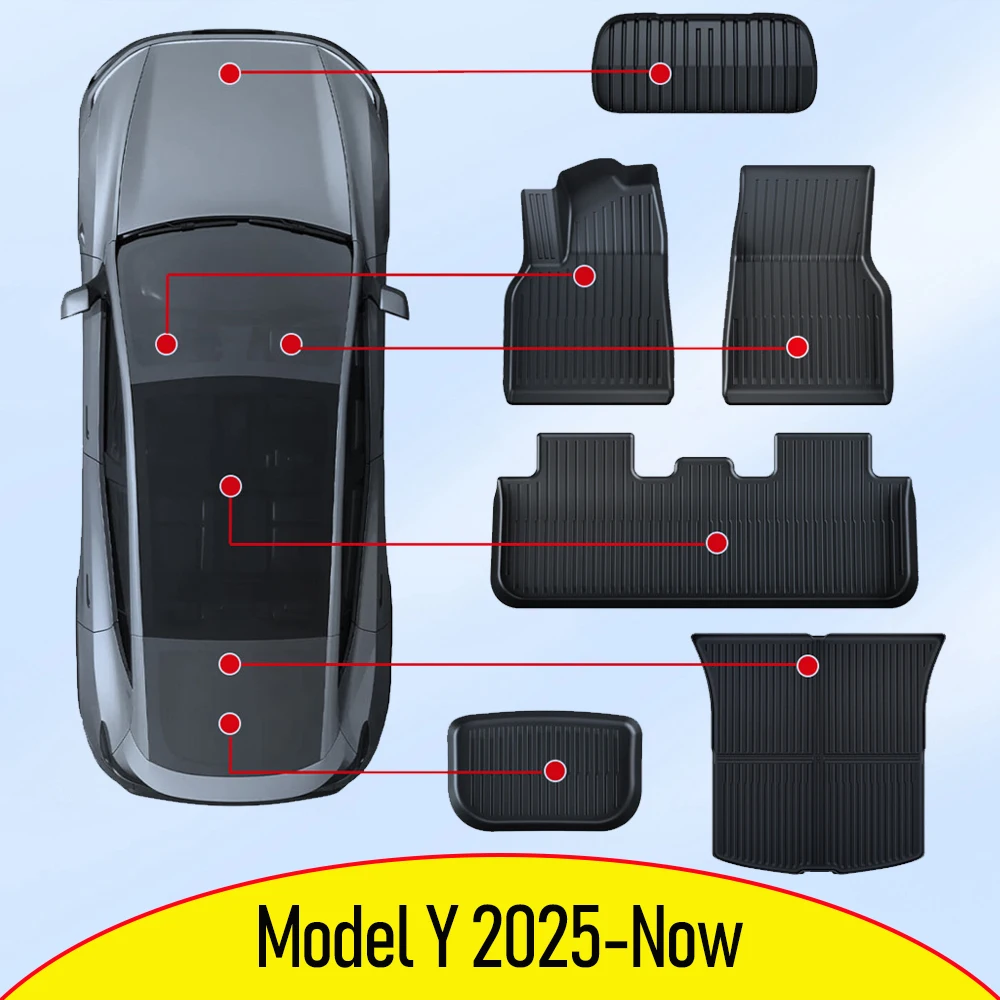 

Car Trunk Mat For New Tesla Model Y 2025 2026 Juniper Floor Mats & Cargo Liner All Weather Trunk Mats Floor Liner Backrest Pads