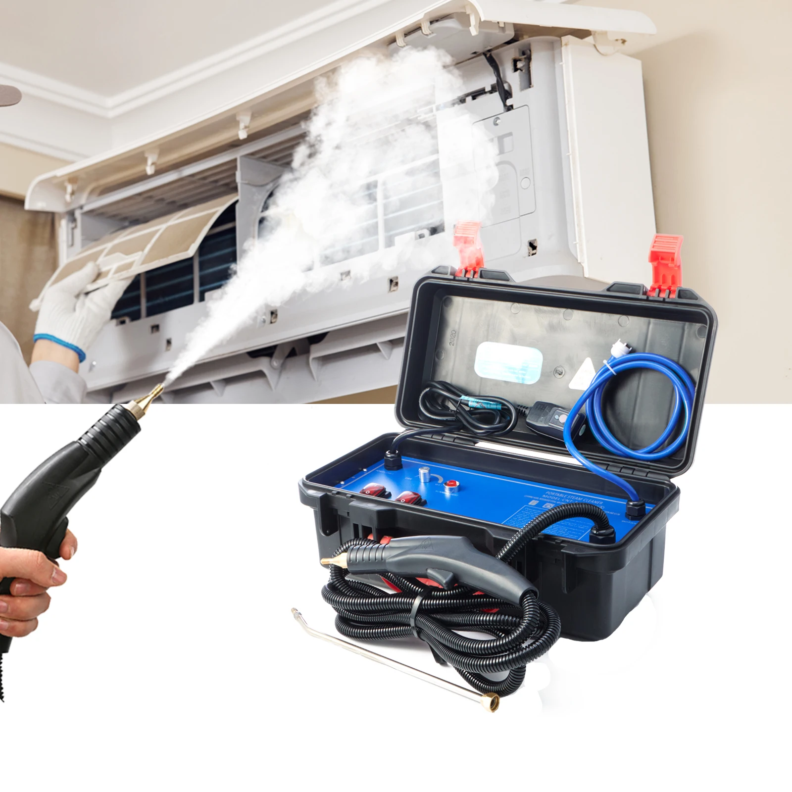 

3000W Black Digital Display Panel Wet Dry Steam With Smart Gun Portable Pressure With Tool Kit Case Steam Cleaner