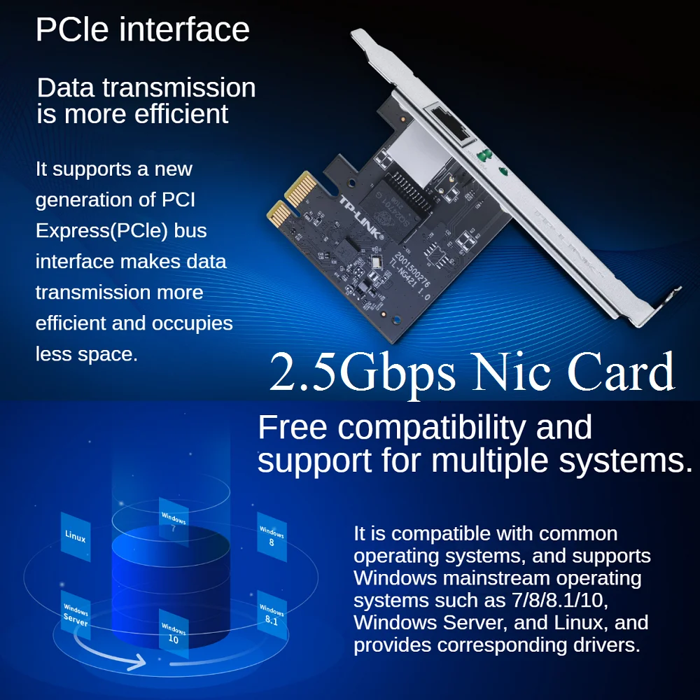 

2.5Gbps PCIe Network Card, 2.5G Network Interface Card, Network Adapter Card, 2.5Gbps Nic Card, Chinese Firmware