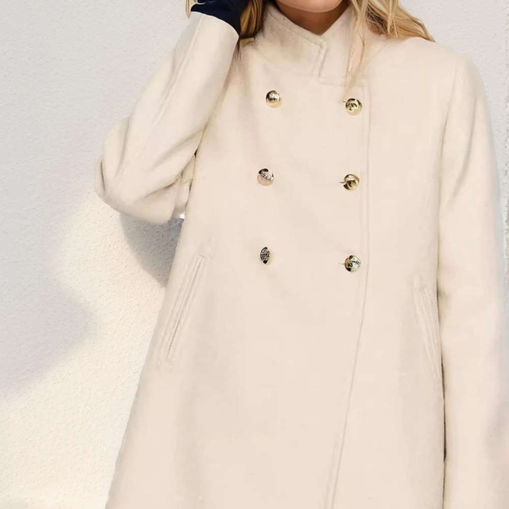 Solid Colour Fashion Wool Coat Ladies Long Lapel Autumn And Winter Casual Jacket