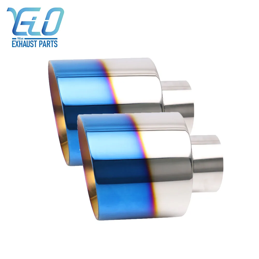 

2PCS Automobile muffler tail pipe 63mm universal Exhaust Tip 114mm Slant Round Outlet Stainless steel modified