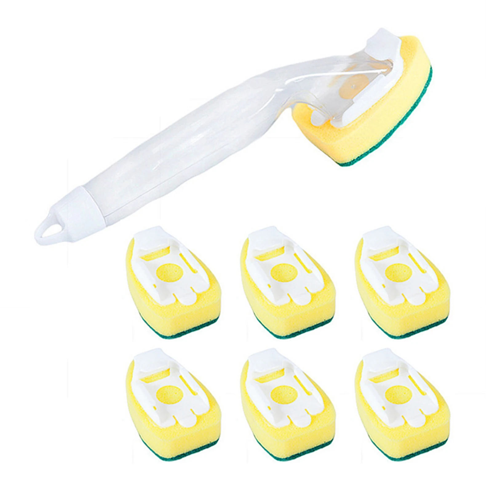 Dish Sponge Wand Soap Cleaning Brush Set Replacement Sponge Refill Liquid Washing Soap Dispensing Sink Scrubber Cleaning Tool