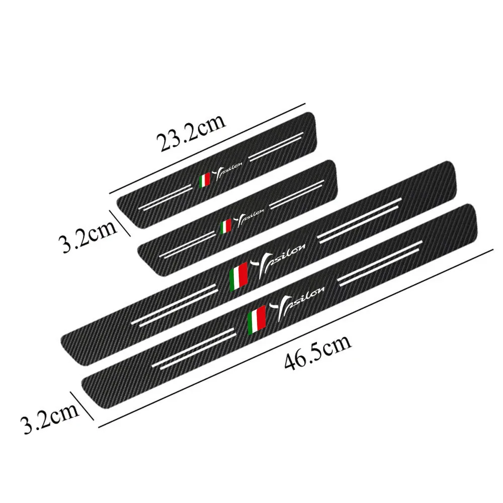 4pcs Carbon Fiber Car Door Sill Sticker For Lancia Ypsilon Musa Thema Delta Auto Accessories