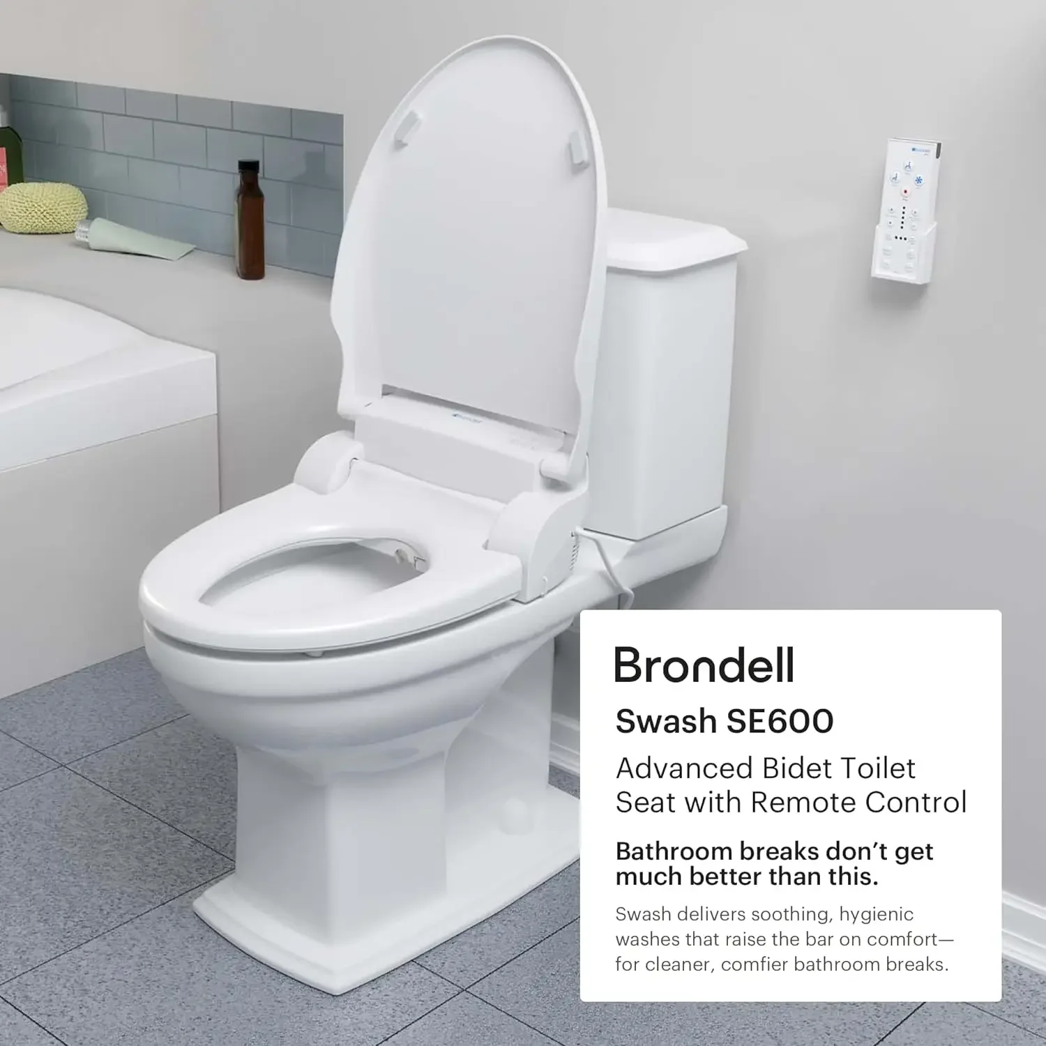 Swash SE600 asiento de inodoro de bidé, se adapta a inodoros alargados, boquilla de acero inoxidable oscilante blanca, secador de aire caliente