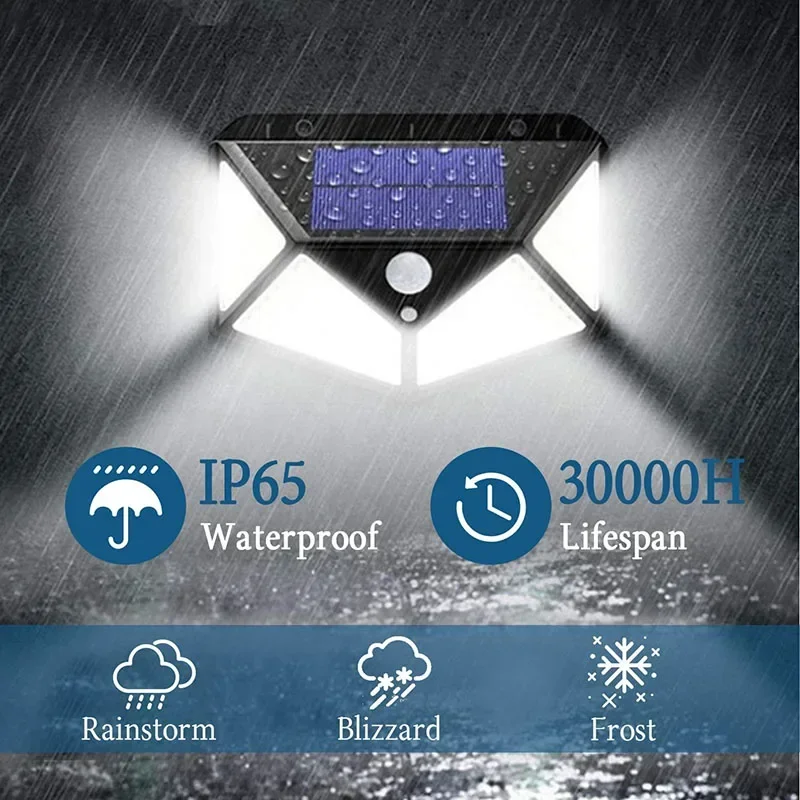 1~12PACK New Solar Lights Outdoor 3 Modes Wall Lamp PIR Motion Sensor 100LED Classic Solar Street Light for Garden Courtyard image 3