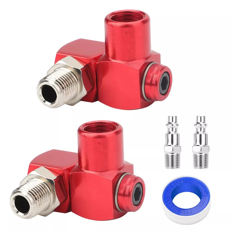 

2Pcs Swivel Air Hose Connector 1/4 Inch 360 Degree Swivel Pneumatic Tool Adapter Lightweight Aluminum Air Hose Fittings