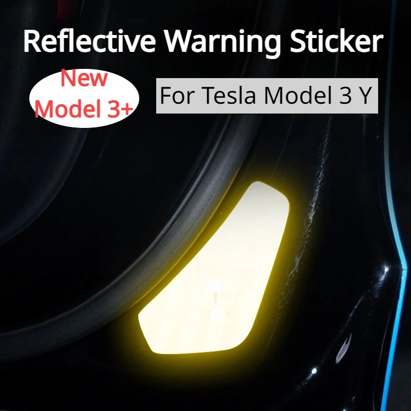 4Pcs/set For tesla model 3 highland 2024 car door Reflective Stickers Night Driving Safety Tips Decal Lighting Sticker Luminous