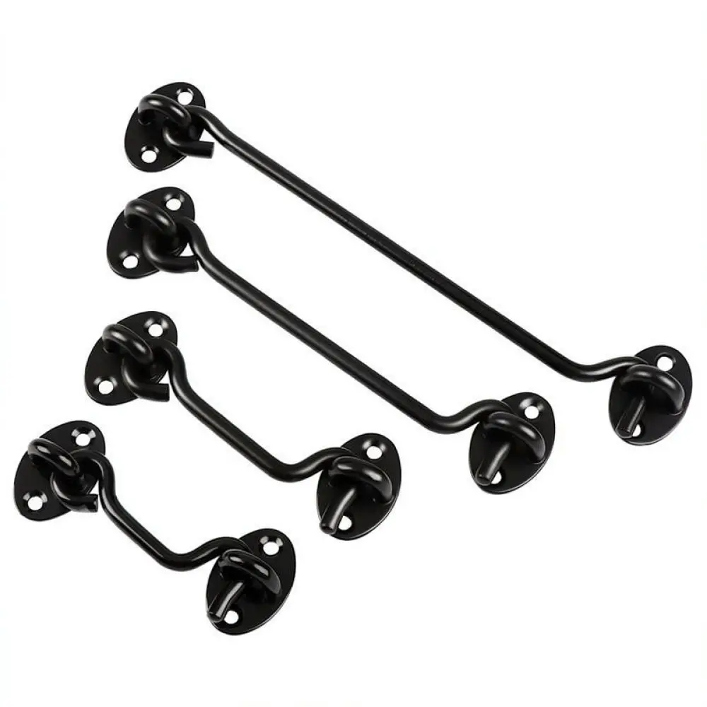 Stainless Steel Cabin Hook Black Security Hardware Door Window Latch Heavy Duty Gate Catch Silent Stopper Holder
