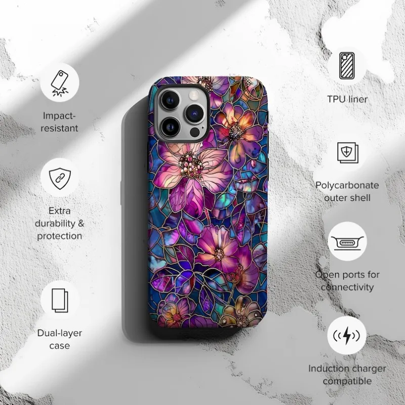 Vibrant Artistic Stained Floral Phone Case For IPHONE 16 15PRO MAX 14 13 12 11 Acrylic TPU Two in one magnetic Phone Cases