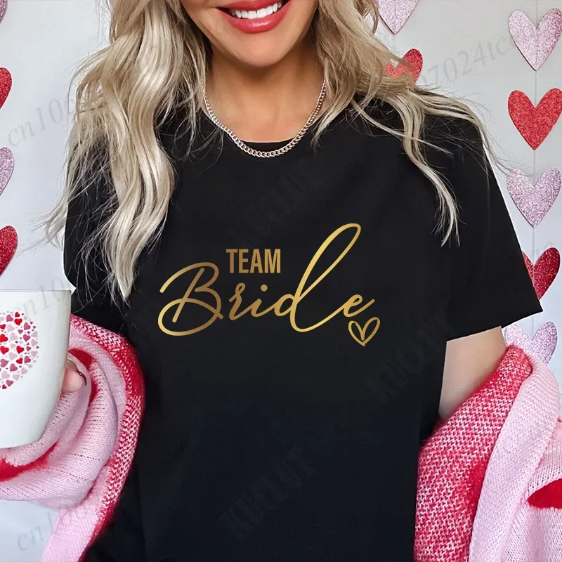 Team Bride Squad Tops for Bridesmaids, Engagement T-shirt, Bridal Shower Bachelorette Party Shirt for Women, Fashion Wedding Tee