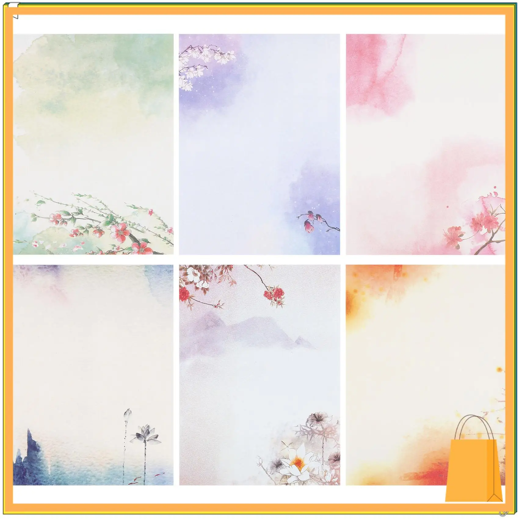 L52A-48PCS ورق قرطاسية للكتابة، مجموعات الحروف الورقية لكتابة الرسائل