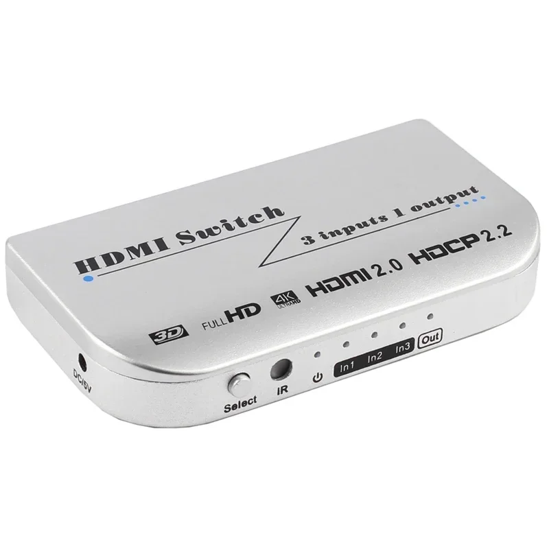 

4k 60Hz HDMI Switch 3x1 3 In 1 Out HDMI 2.0 HDCP 2.2 3D 1080P Switcher for Mi Box Xbox PS3 PS4 Laptop PC To TV Monitor Projector