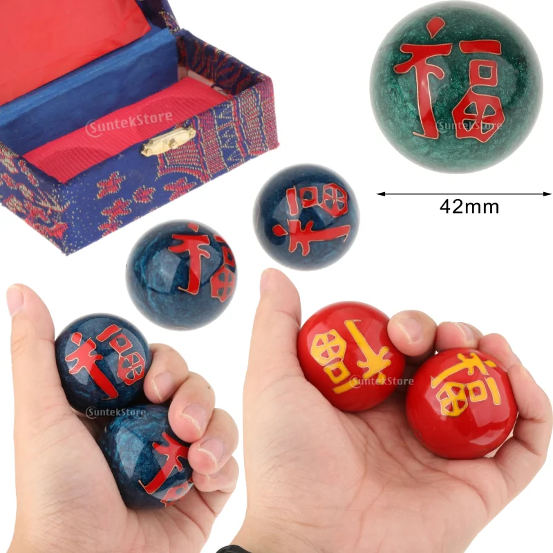 2pcs จีน Baoding ลูกบอลฟิตเนสผู้สูงอายุนิ้วมือ Dexterity นวด Baoding Balls ผ่อนคลาย