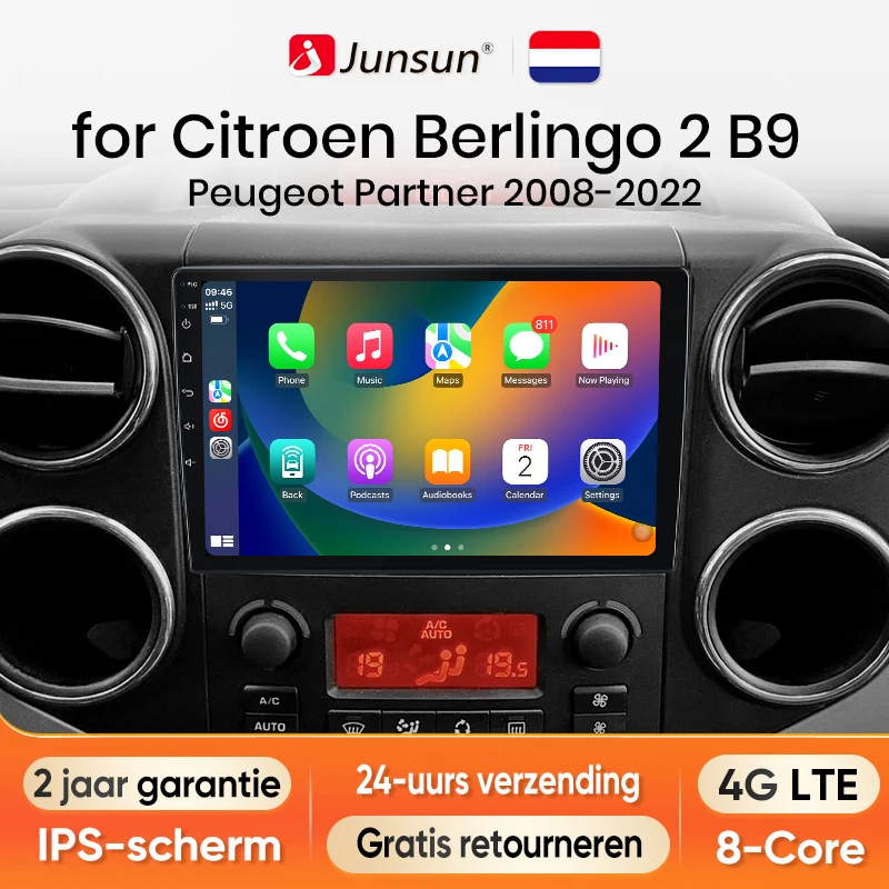 Junsun Car radio Stereo For Citroen Berlingo B9 Peugeot 2008-2019 Wireless CarPlay Android Auto GPS RDS Touch Screen Autoradio