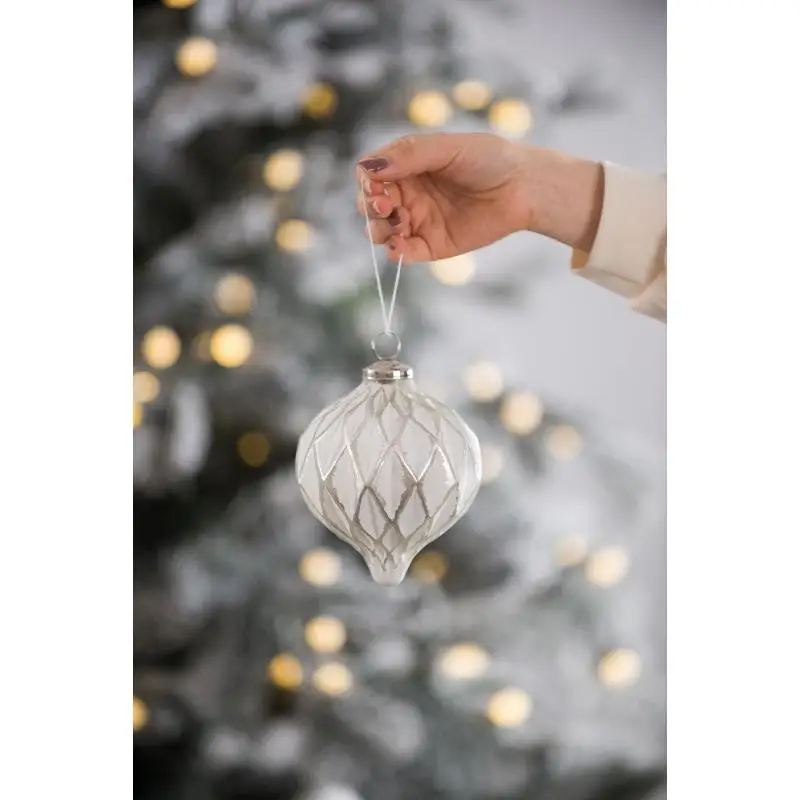 

D4.3x5.7H Christmas Ball Ornaments, Glass Decorative Hanging Ball Christmas Tree Ornaments for Holiday Party Decorations, Set of