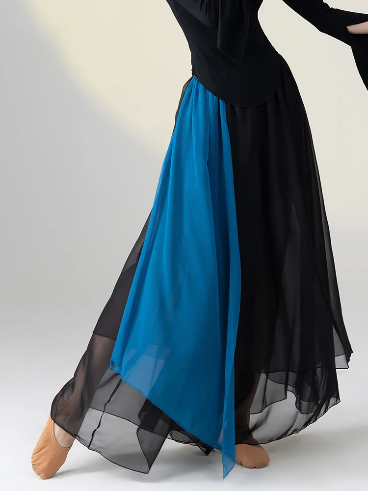 Double Layer Adult Dance Pants New National Sle Wide Leg Performance Long Trousers Contrast Color Classical Dance Costume S...