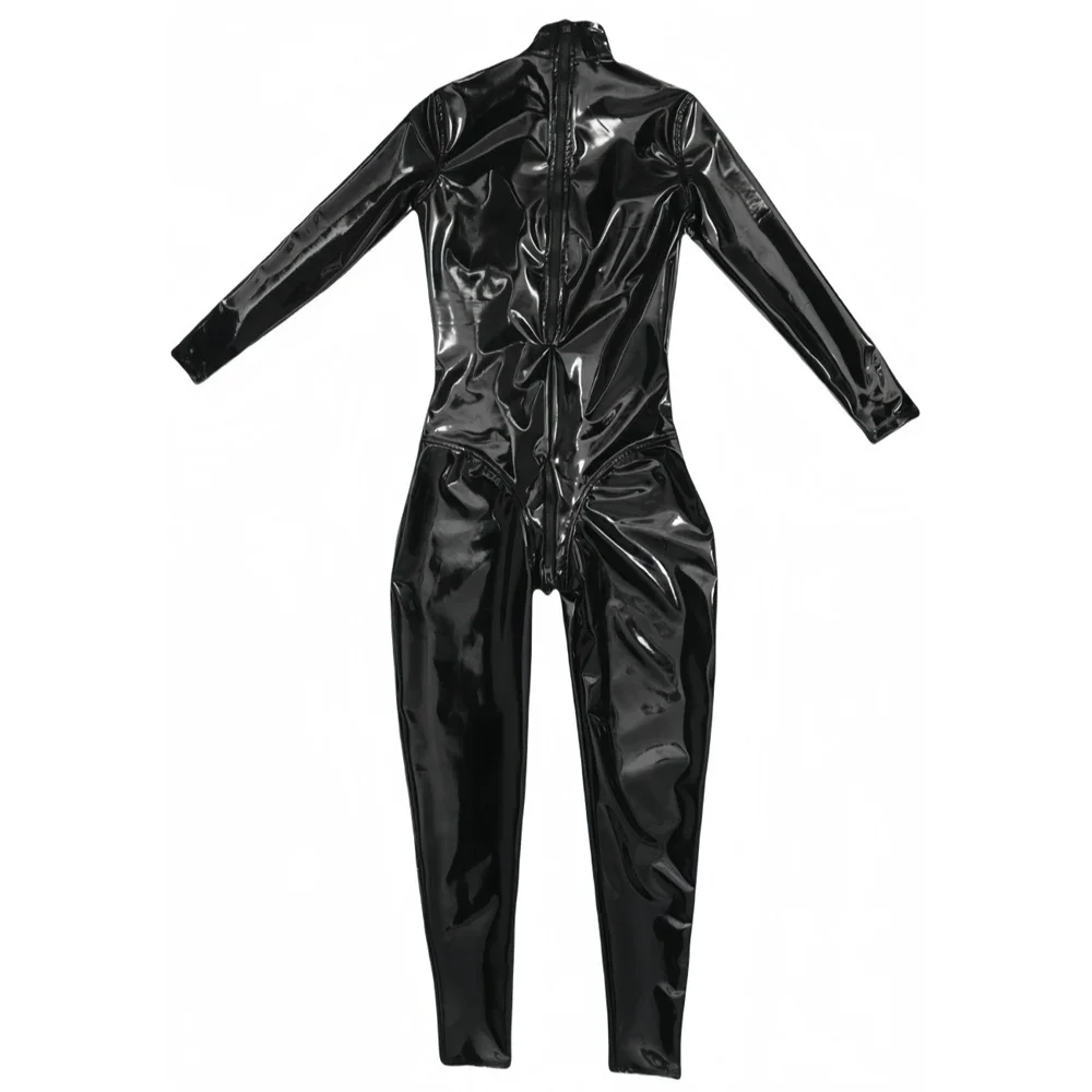 Маскирующий корсет, 3D колготки для коррекции фигуры на груди, комбинезон из ПВХ, блестящий купальник из искусственной кожи на молнии, боди с открытой промежностью, комбинезон для косплея