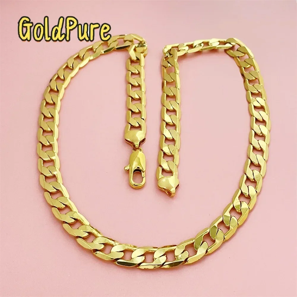 

Золотое колье Goldpure Luxury 24K 9999 пробы, настоящее золото, 10 мм, для мужчин и женщин, геометрический дизайн, 50 см, 55 см, 60 см, 65 см, 70 см