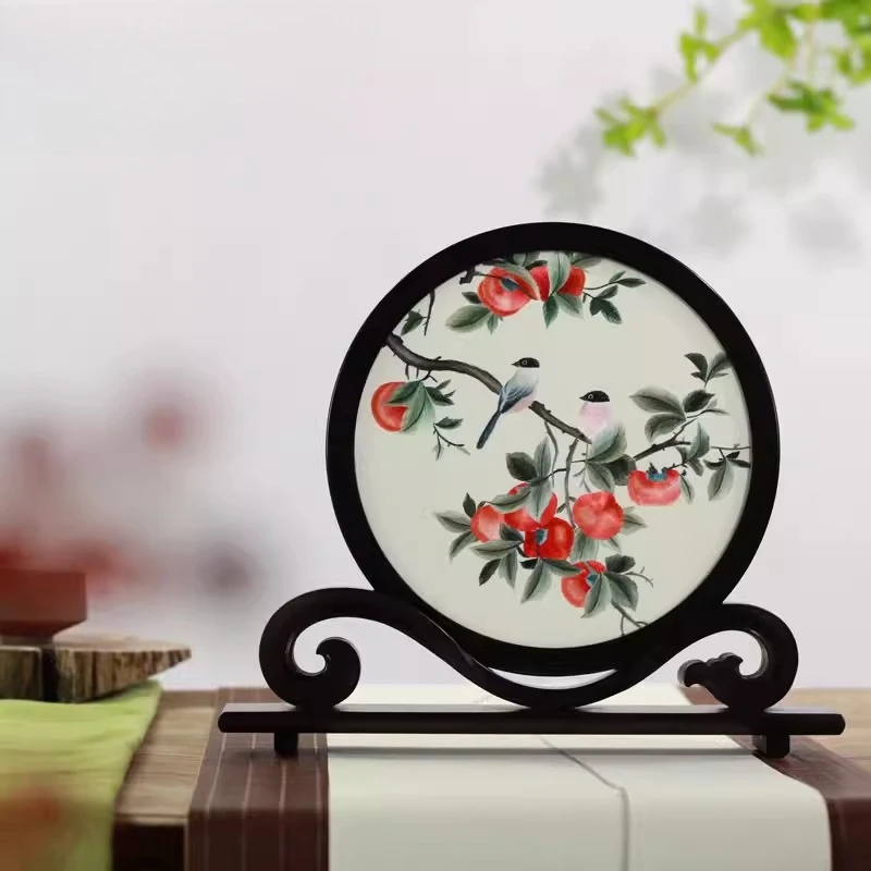 Handmade embroidery ruyi rack ornaments handicrafts table screen simple modern style home decoration gifts