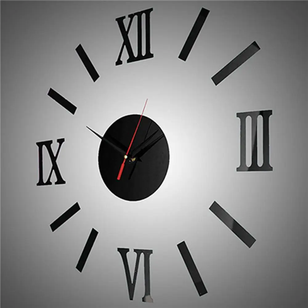 DIY 3D Analog Wall Hanging Clock Sticker Living Room Office Decal Decoration Quartz Needle Self Adhesive Hanging Clock Watch