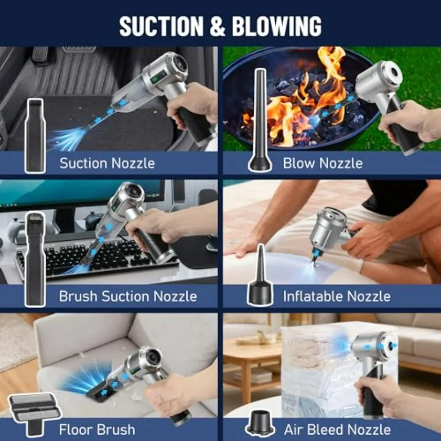 مكنسة كهربائية محمولة، مكنسة كهربائية للسيارة بقوة 16000 باسكال، 4 في 1، محرك قوي للسيارة، محرك بدون فرشاة 80000 دورة في الدقيقة، دوران 30 دقيقة #5