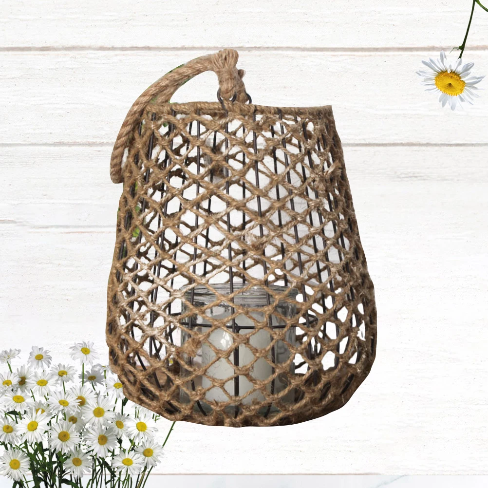 

Lampshade Candlestick Natural Vintage Hand Woven Decorative Rope Handwoven Rattan Lantern