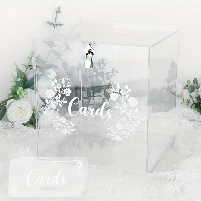 Wedding Card Box For Wedding Reception, Clear Card Boxes With Lock  Acrylic Clear Gift Card Box Money Box Holder