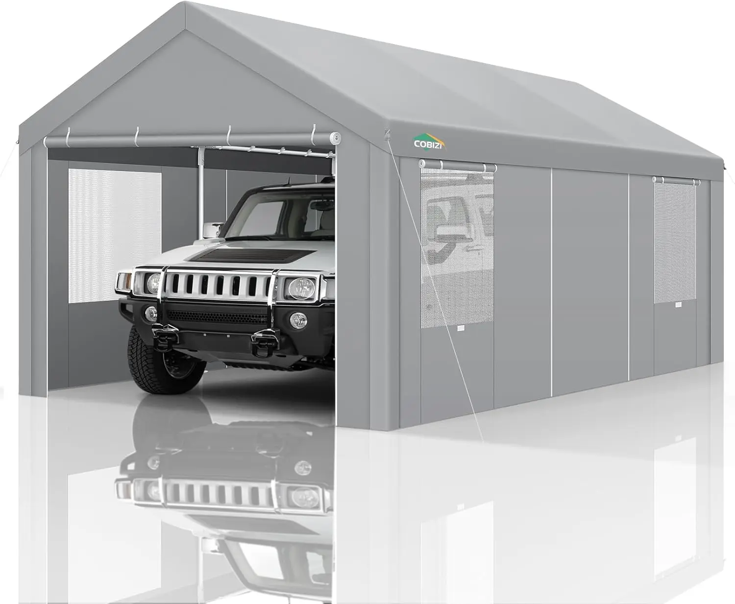 Cobizi Carport Canopy 12X20 Heavy Duty Portable Garage With Roll-Up Ventilation Windows & Doors, Removable Sidewalls Car Canopy