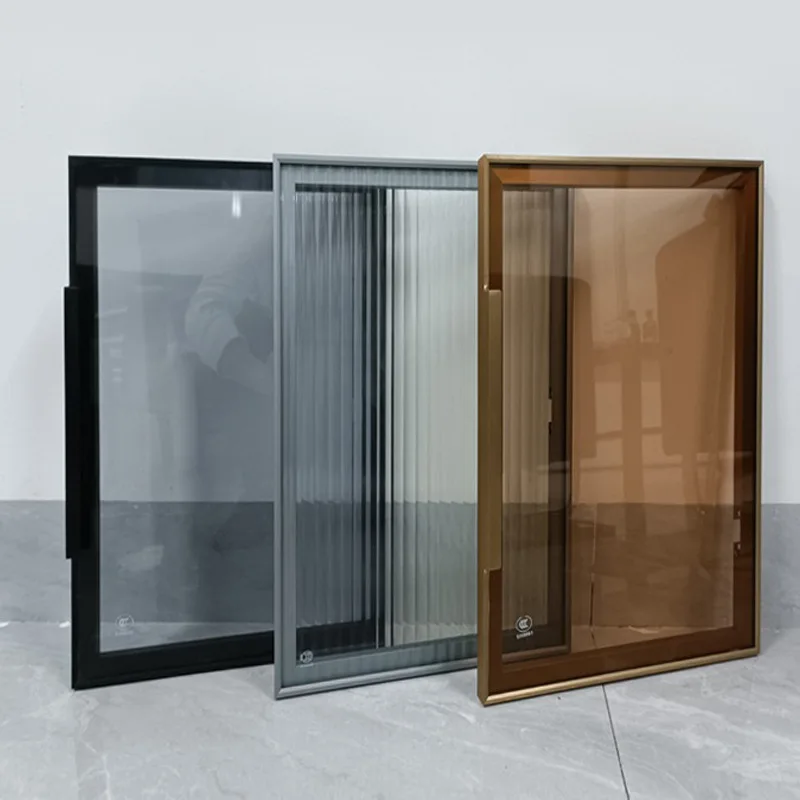 20 Minimalist wine cabinet door damping hinge glass door Italian light luxury wine cabinet door Extremely narrow aluminum
