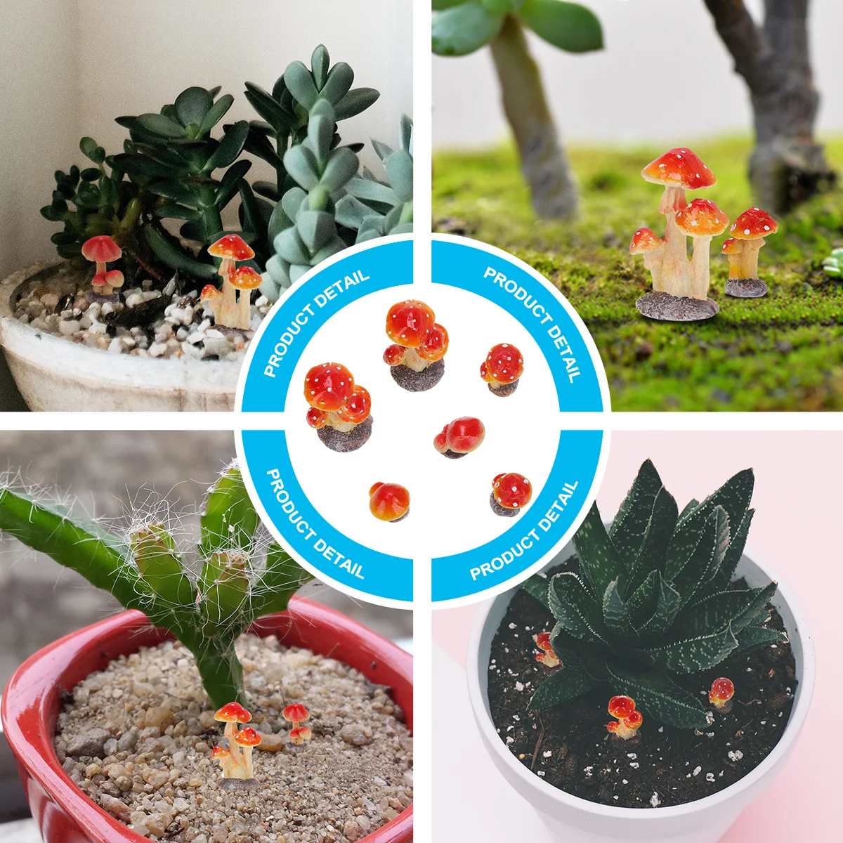 

6Pcs Fake Mushroom Resin Decor Mini Garden Ornament for Bonsai Terrariums Plant Pots Outdoor Indoor Decoration Supplies