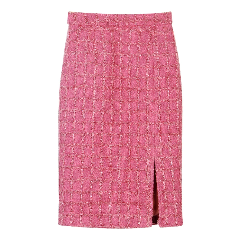 New fashionable and elegant celebrity round neck single-breasted small fragrant jacket + slim casual skirt suit