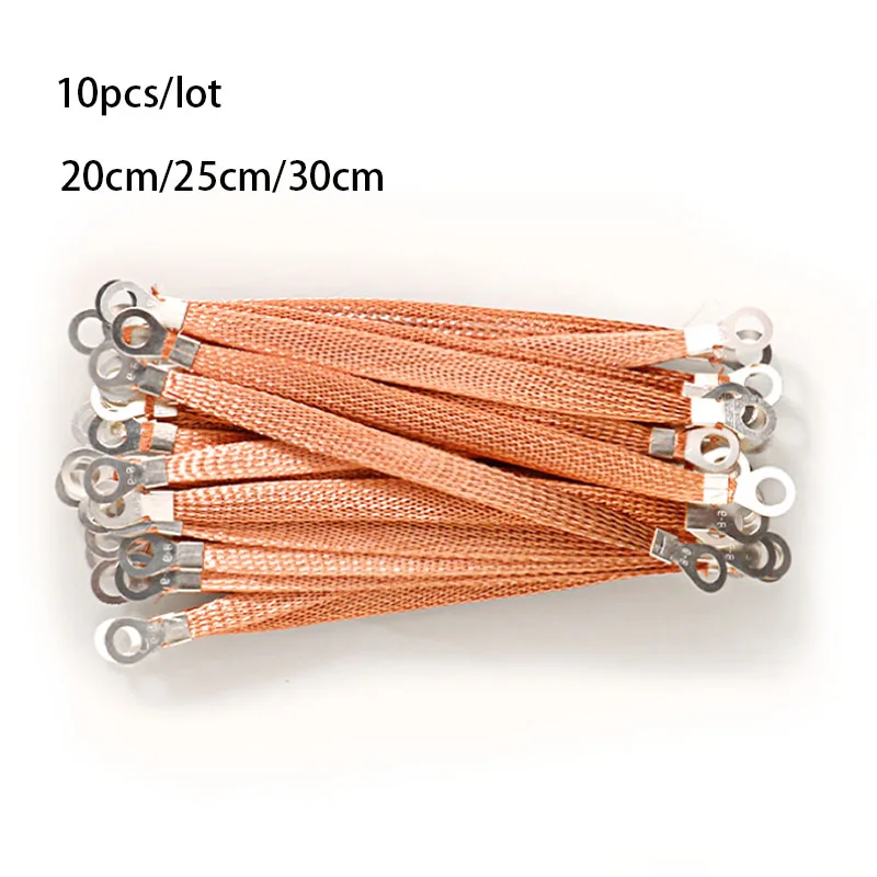 10pcs/50pcs Bridge Grounding Wire 2.5 Square Copper Clad Aluminum Braid 8mm for Electric Box Grounding Connection Flexible Wire