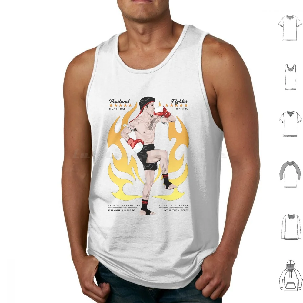 Muay Thai Wai Kru Tank Tops Print Cotton Muay Thai Boxing Kickboxing Thailand Boxer Sakyant Waikru Mixed Martial Arts
