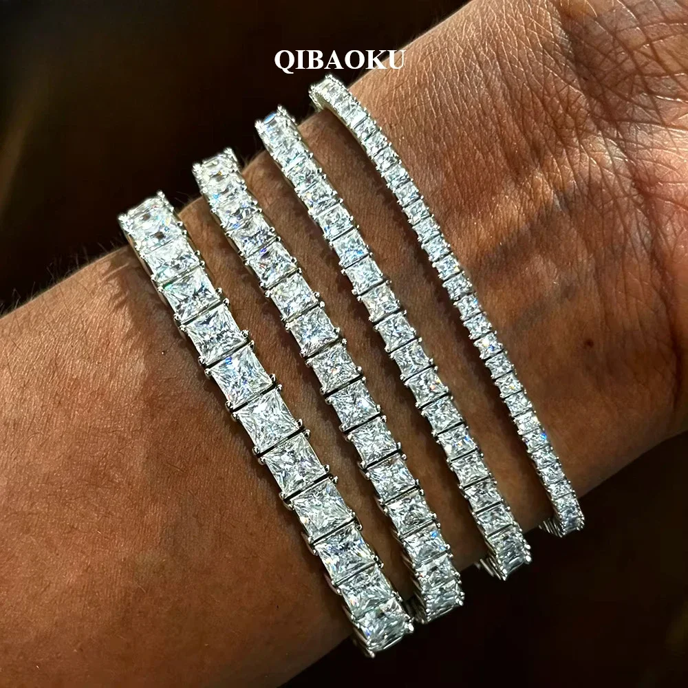 FCGJHW 2-5mm Princess Moissanite Tennis Bracelets 925 Sterling Silver for Women Wedding Hand Chain Jewelry Gift GRA 2026