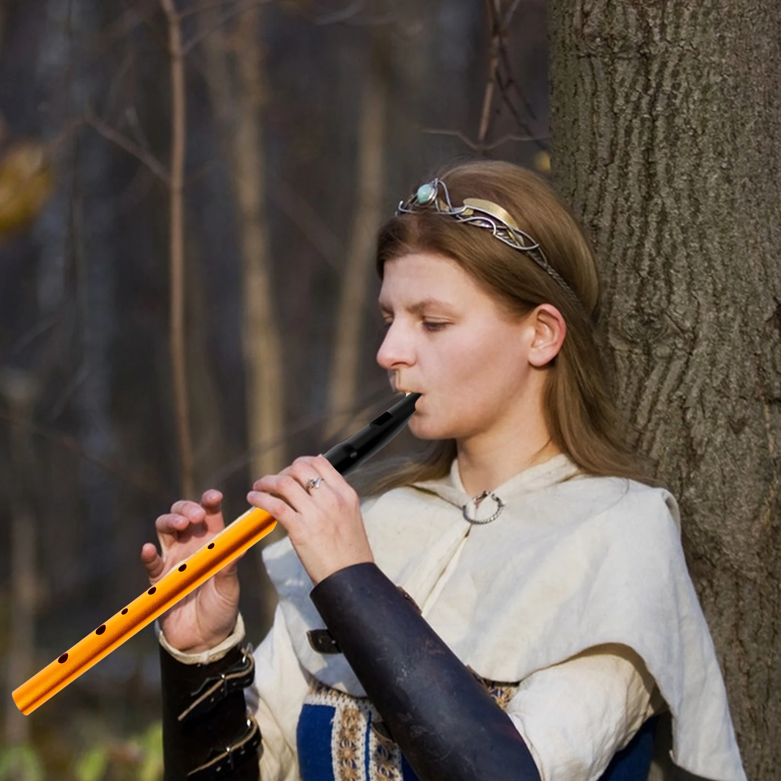 

Clarinet Flute Black Whistle with Lanyard Musical Instrument 6-hole Irish Beginners Aluminum Alloy Key