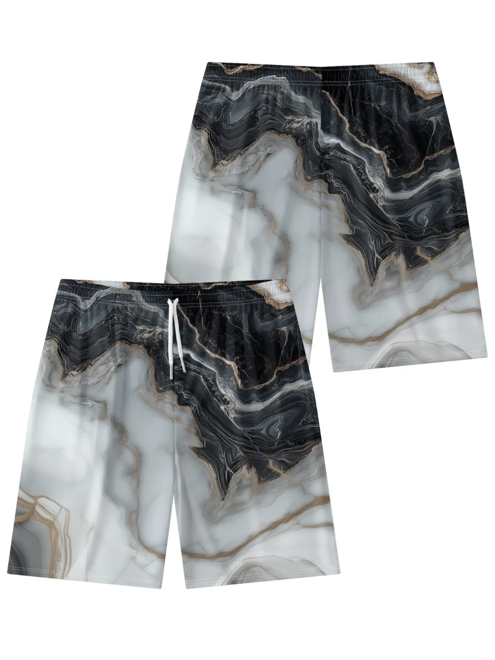

Men's Trendy Marble Fluid Printed Shorts Casual Stars Stripe Sports Lightweight Gym Running Cargo Quick Dry Active Wear Bottoms