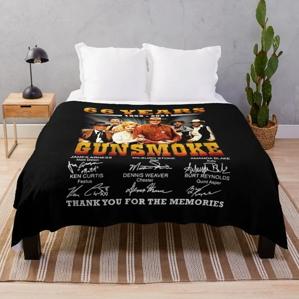 66 Years 1955 - 2021 Gunsmoke Throw Blanket Heavy Hairy Decoratives Blankets