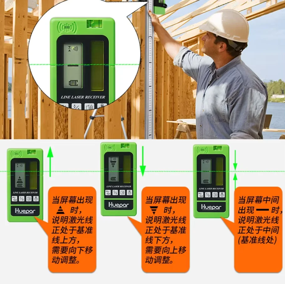 

Huepar outdoor 50 meters laser line detector laser receiver ray sight infrared outdoor detection