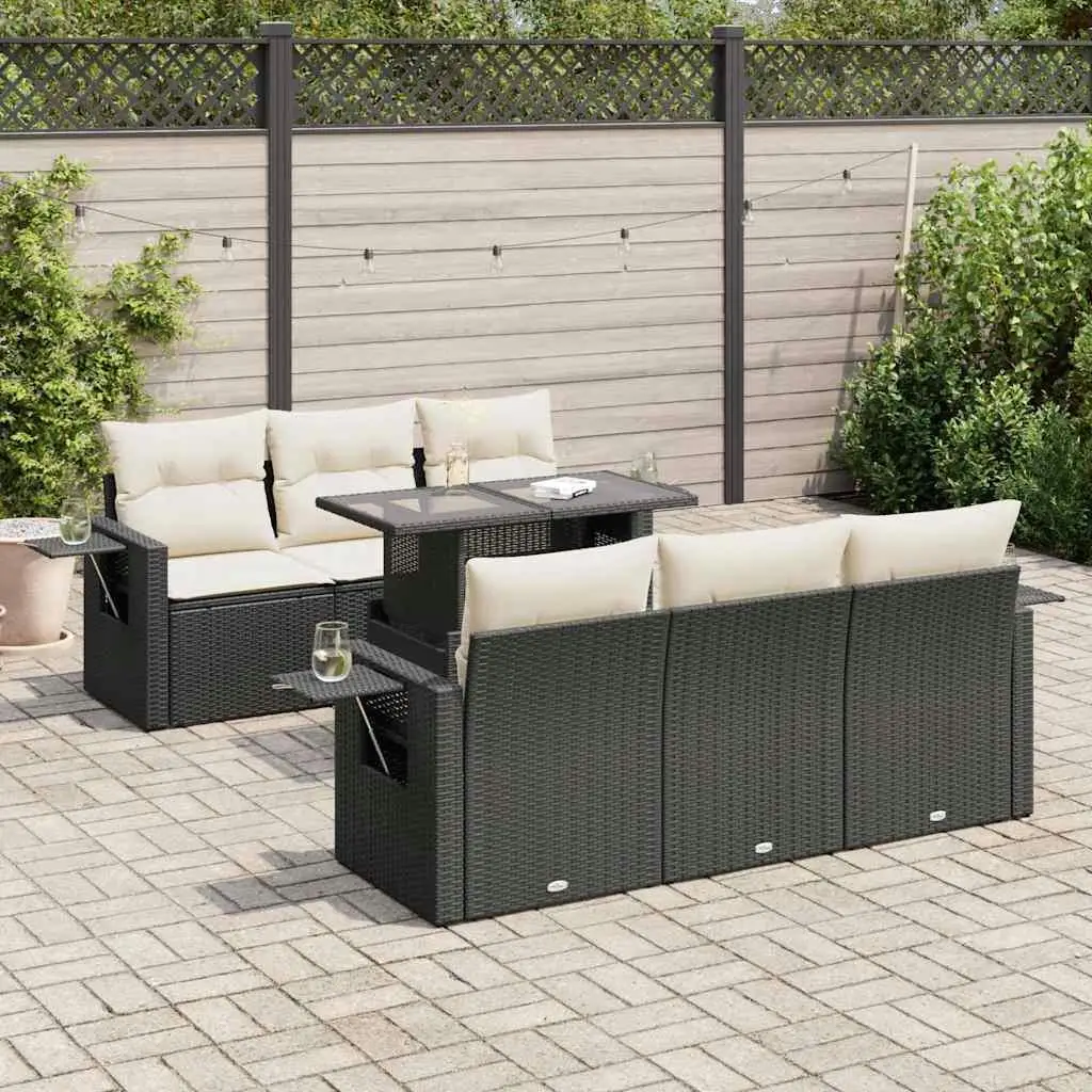 

Elegant Black and Cream Garden Sofa Set Comfortable Outdoor Seating for Patio and Backyard Relaxation Furniture