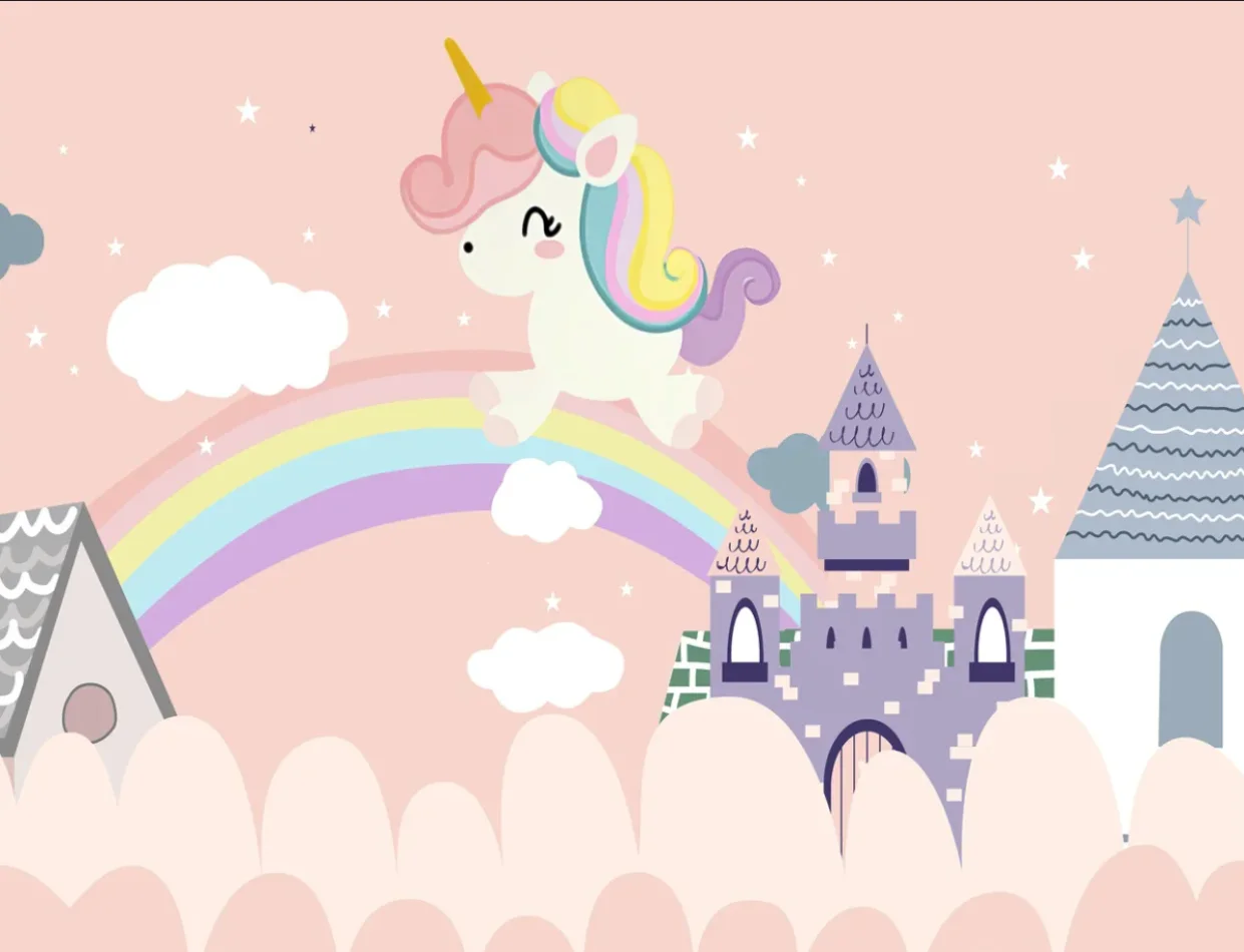 

3D Радужный замок единорога на заказ самоклеящиеся обои фото рельефная роспись-настенный художественный декор для дома 3d обои