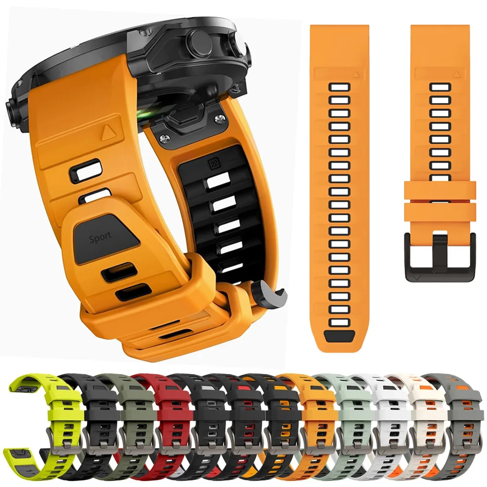 Pulseira esportiva de silicone para garmin fenix 8 pro 47mm 51mm e 7 7x/epix pro/6 6x/enduro 3 pulseira macia 22/26mm quickfit banda oficial