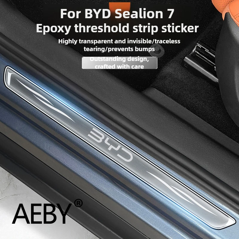 

AEBY For BYD Sealion 7 2024 Door Sill Guard Car Scuff Plate Protector, Anti-Scratch Kick Panel Trim Cover Interior Accessories